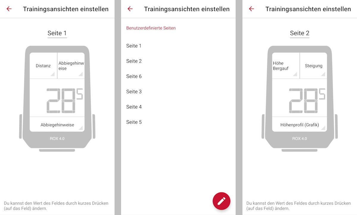 Sigma Ride App ROX 4 Trainingsansichten