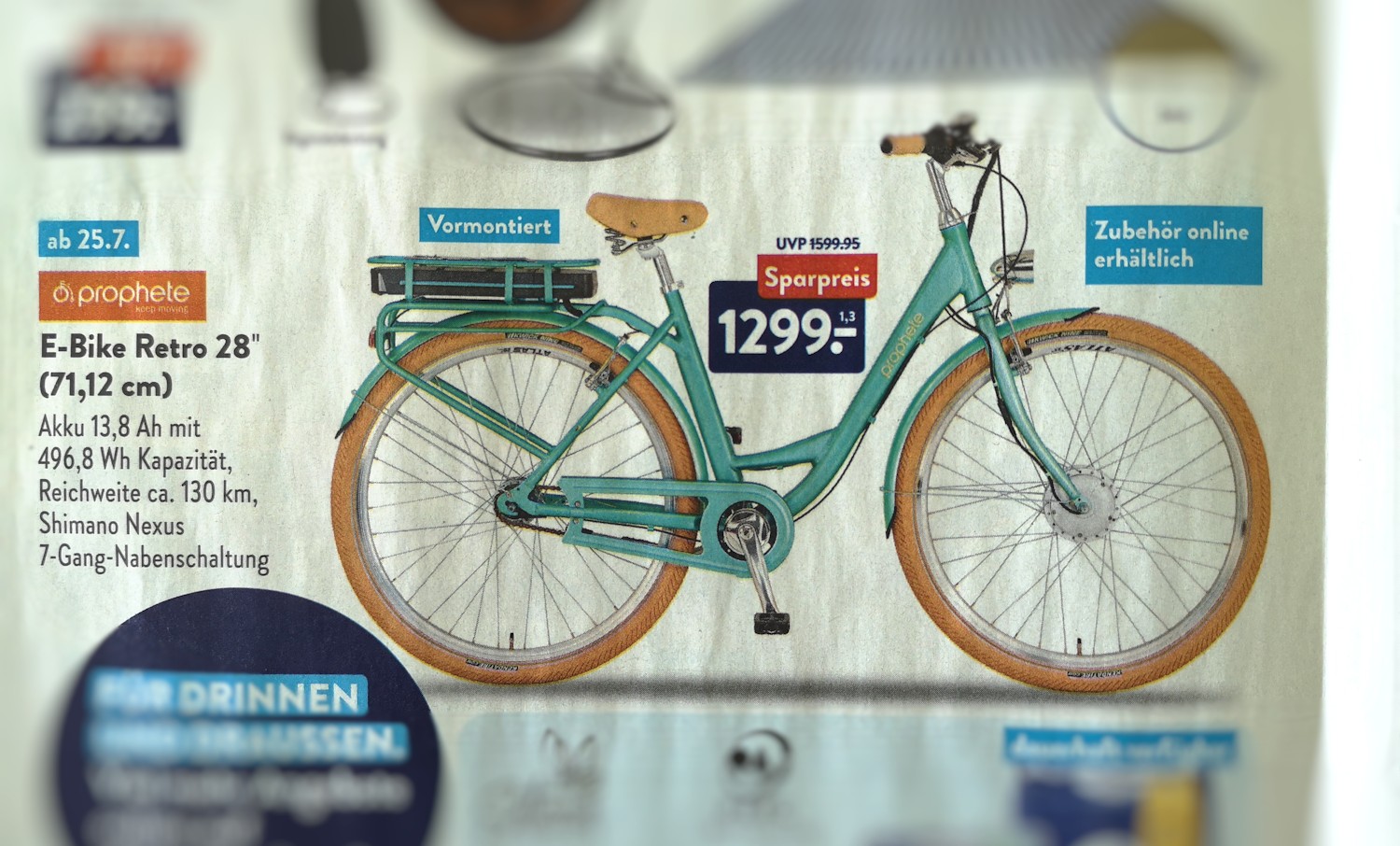 ALDI E-Bike Retro 28 Zoll Prospekt Angebot