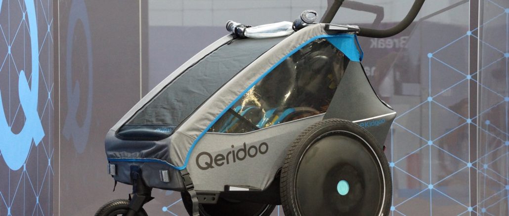 Qeridoo Prototype Kinderanhaenger Elektroantrieb auf der Eurobike Qeridoo Prototype Kinderanhaenger Elektroantrieb auf der Eurobike