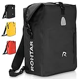 ROHTAR 3in1 Fahrradtasche - Gepäckträgertasche, Umhängetasche und Fahrradrucksack in Einem - Wasserdicht & Reflektierend - 18L Volumen (Schwarz)