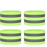 Willingood Doppel Reflektorbänder, 4er Set Reflektierende Sicherheits Armband für Outdoor Jogging, Radfahren, Wandern, Motorrad-Reiten oder Laufen | 40 x 5 CM