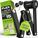 IMPACT® FlexLock 15 - Premium Faltschloss Fahrrad [HOHE SICHERHEIT] - Handliches Fahrradschloss mit Sicherheitslevel 15 bis 120cm - Robustes Fahrrad Schloss hält bis zu 1,5 Tonnen Zugkraft stand