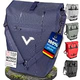 Valkental® Große & wasserdichte Gepäckträgertasche [28L] Abschließbare Befestigung [PVC frei] Fahrradtasche für Gepäckträger mit großen Reflektoren - Inkl. Tragegurt & Innenfächer - Geprüfte Qualität