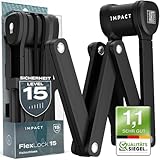 IMPACT® FlexLock 15 - Premium Faltschloss Fahrrad [HOHE SICHERHEIT] - Handliches Fahrradschloss mit Sicherheitslevel 15 bis 120cm - Robustes Fahrrad Schloss hält bis zu 1,5 Tonnen Zugkraft stand