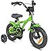 Prometheus Kinderfahrrad 12 Zoll Jungen mit Stützräder ab 3 Jahre Mädchen Rücktritt 12zoll BMX Modell in Grün Schwarz