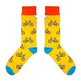 CUP OF SOX - Bikes/Fahrrad / Hipster - Socken in der Tasse - Herren und Damen Geschenksocken Freizeit Socken, Gelb, 41-44