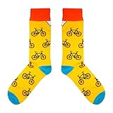 CUP OF SOX - Bikes/Fahrrad / Hipster - Socken in der Tasse - Herren und Damen Geschenksocken Freizeit Socken, Gelb, 41-44